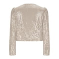 thumbnail image 6 of Women's Plus Size Sequin Jacket Button Up Long Sleeve Disco Sparkling Puff Sleeve Party Bomber Outwear, 6 of 8