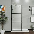 thumbnail image 3 of Topcobe 34" Shower Screen Door Walk-In Wet-Room, 3-Panel Style, Glass Shower Door, Walk In Shower Kit, Bathroom Glass Door, Black, 3 of 7