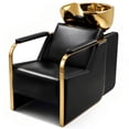 thumbnail image 2 of Artist hand Shampoo Backwash Bed Reclining Chair with Adjustable Ceramic Bowl,Sink Hair Washing Station Salon Barber Spa Beauty Equipment(Black Gold), 2 of 21