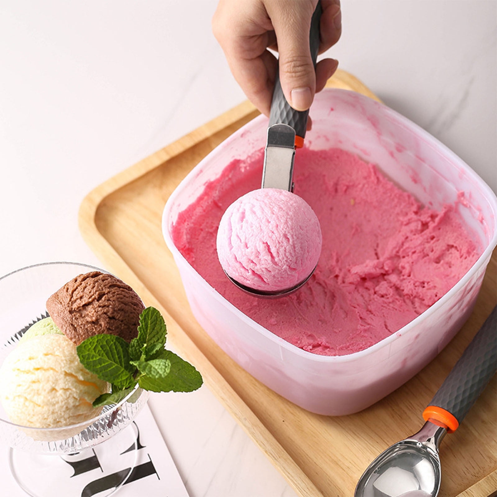 On Sale Push Button Ice Cream Scoop New Ice Cream Scoop Stainless Steel Scoop Ice Cream Scoop Fruit Scoop Watermelon Ice Cream Scoop Press Character Ice Cream Scoop Walmart