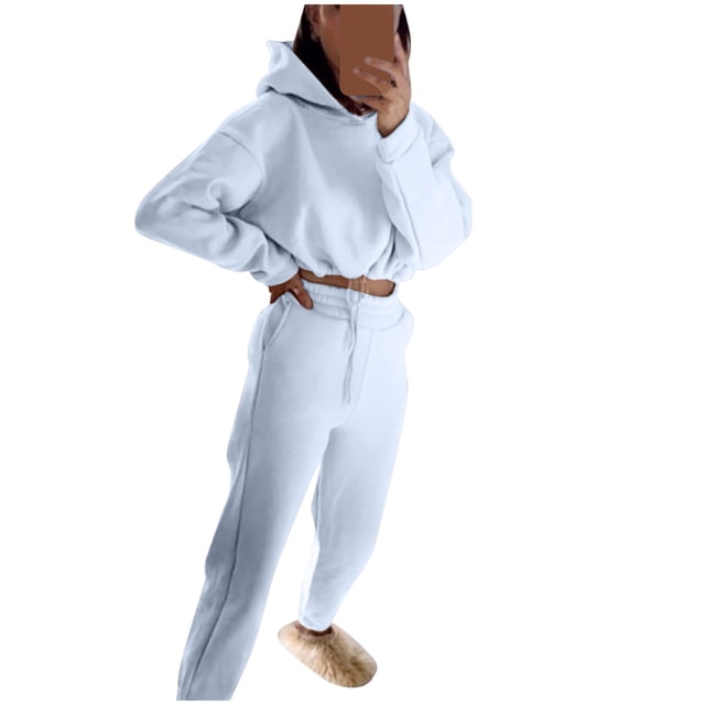 Chándal deportivo informal de mujer con capucha y manga larga en color liso