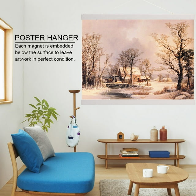Modern Magnetic Sawdust Photo Frame, Magnet Sawdust Photo Frame Scroll Prints Artwork Hanger DIY Poster Scroll Hanger for Home Decoration
