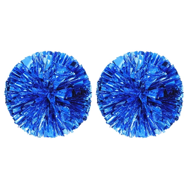 2 pompones de animadora metálicos holográficos con anilla para el mango, ideales para fiestas, entrenamientos de baile y fiestas de equipo deportivo.