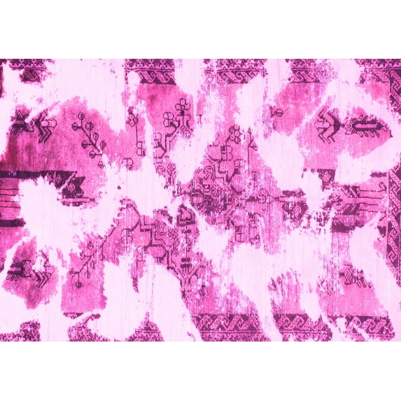 Ahgly Company Indoor Rectangle Abstract Pink Modern Area Rugs, 7' x 9'