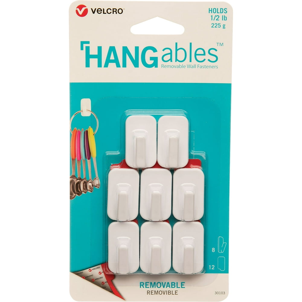 VELCRO Brand HANGables Permanent Adhesive Hooks Plastic Hanging Hook