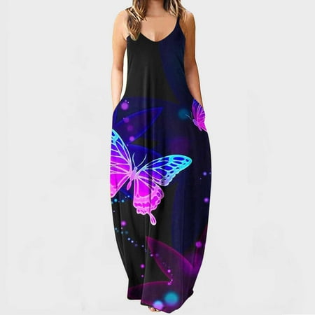 

Leesechin Deals Womens Skirts Off Shoulder Summer Sexy Vintage V Neck Sleeveless Printing Party Dresses on Clearance