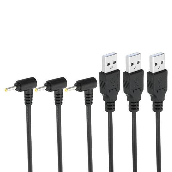 Uxcell 3Ft USB to DC 2.5x0.7mm Barrel Jack Power Cord, 3 Pcs 24AWG Wire Adapter Connector Charging Cord, Black