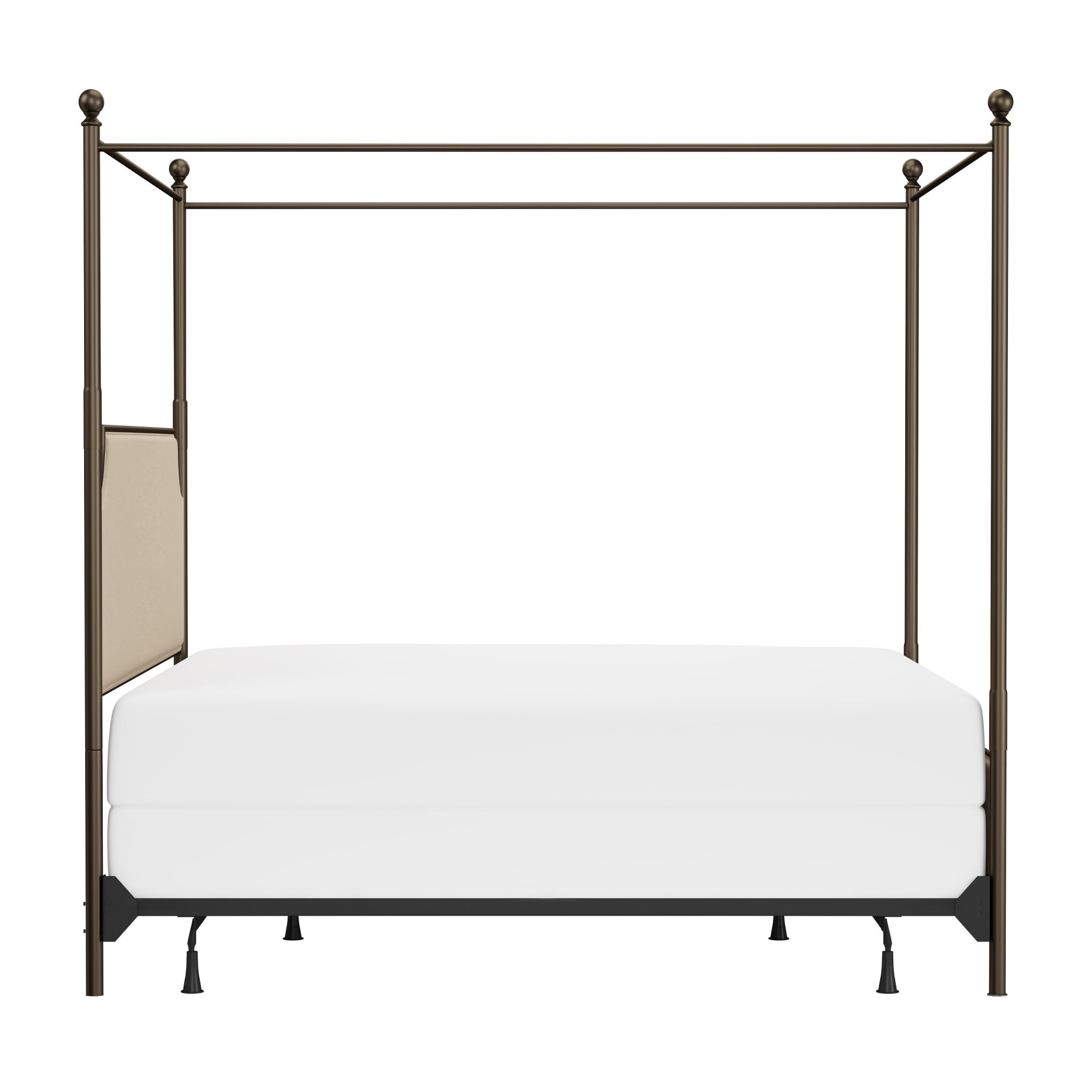 Hillsdale Furniture McArthur Metal Upholstered Canopy King Bed, Bronze with Linen