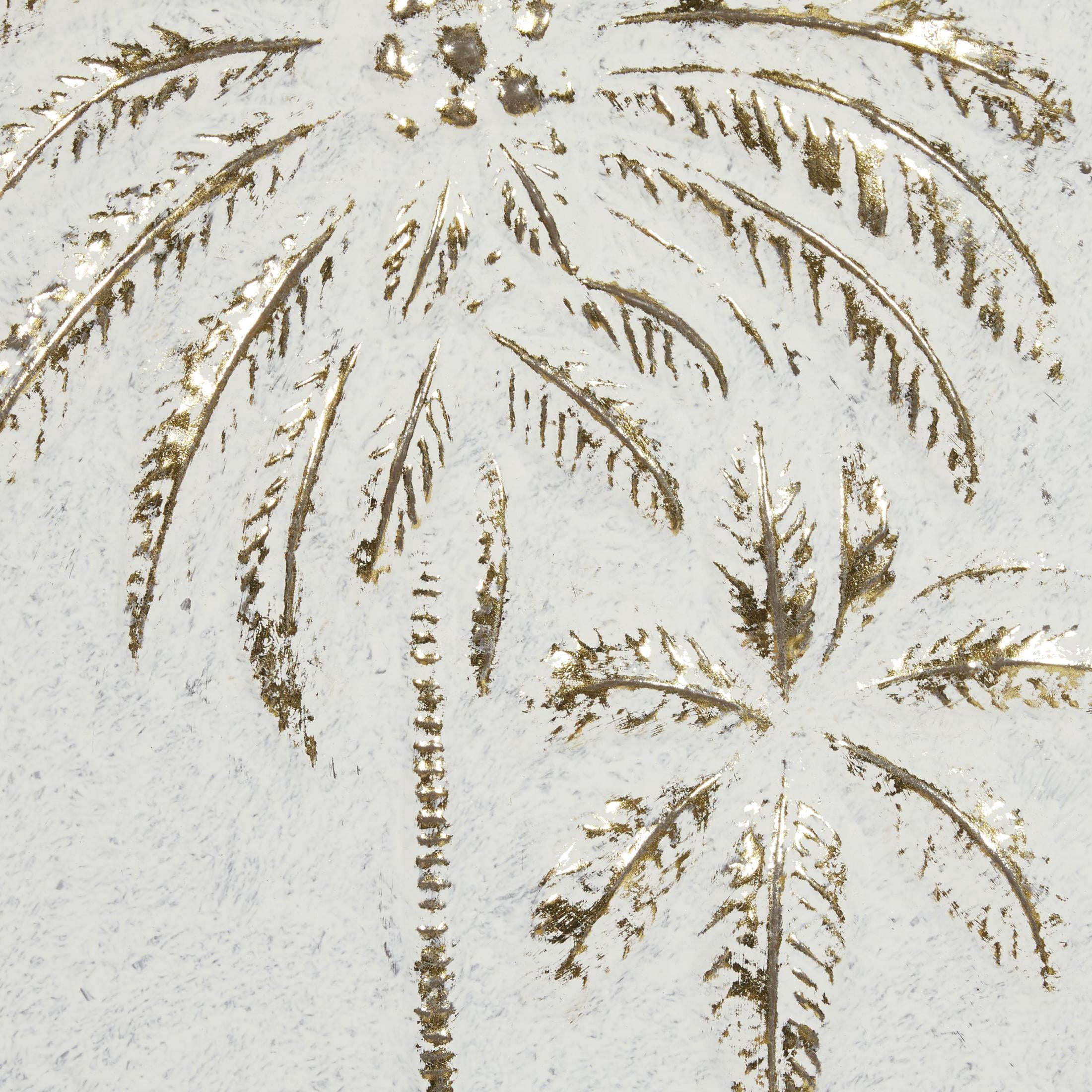 DecMode Gold Metal Relief Panel Palm Tree Wall Decor with Cream Textured Backing