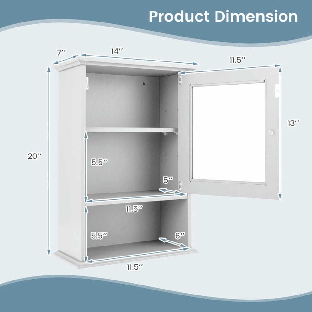 Finihen Bathroom Wall Cabinet, Wall Mounted Bathroom Cabinet, Medicine Cabinet, Bathroom Wall Mounted Adjustable Hanging Storage Medicine Cabinet, for Bathroom, White Finihen Bathroom Wall Cabinet, Wall Mounted Bathroom Cabinet, Medicine Cabinet, Bathroom Wall Mounted Adjustable Hanging Storage Medicine Cabinet, for Bathroom, White
