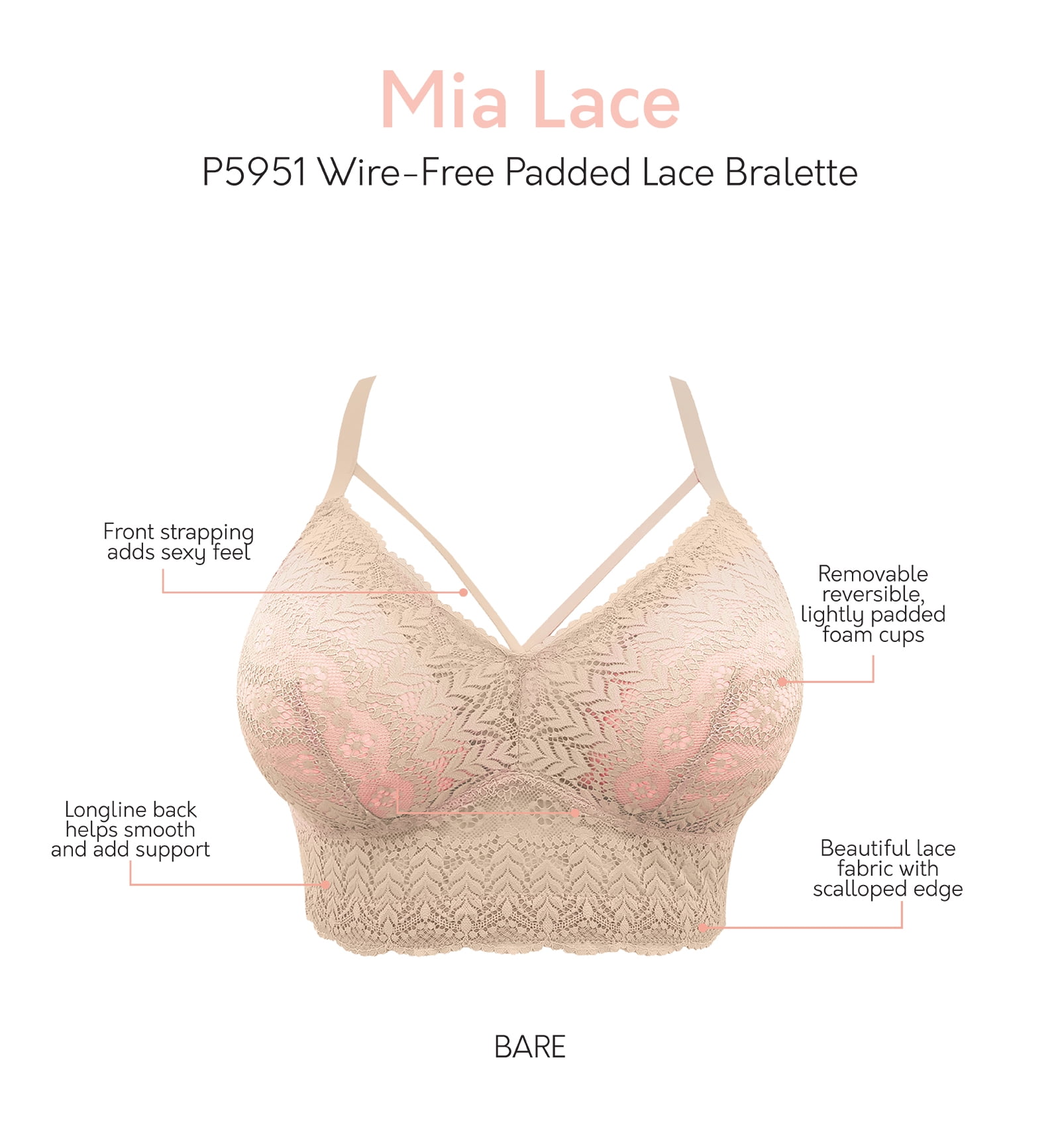 Parfait Mia Lace Wire-Free Padded Lace Bralette P5951 