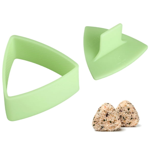 Molde para bolas de arroz triangulares, antiadherente, para sushi, con algas marinas. Molde para bento con algas marinas tostadas (verde claro).