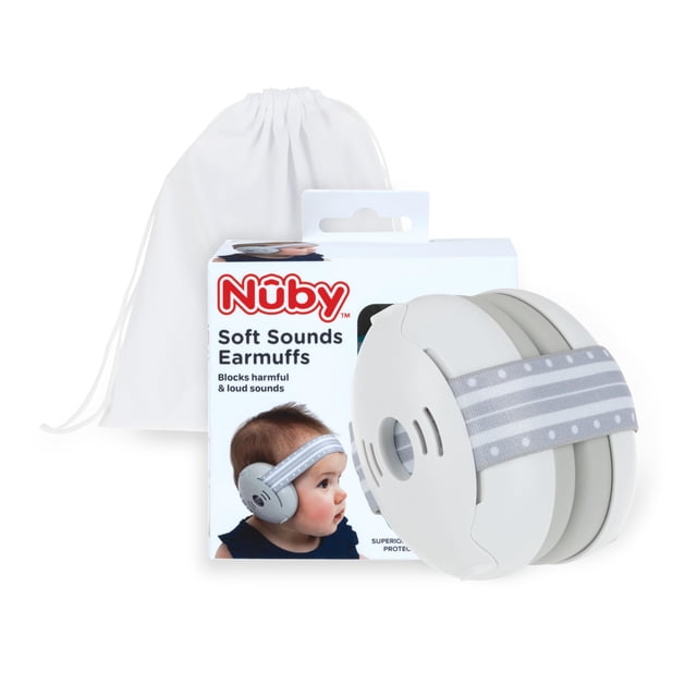 Orejeras para bebé Nuby Soft Sounds ajustables blancas