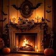 thumbnail image 4 of Thanksgiving Fall Halloween Decoration for Home Indoor Outdoor Clearance Under $5.00!Black Artificial Maple Leaf And Rattan Pumpkin And Berry Halloween Window Display And Fireplace Ornament, 4 of 6