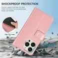 thumbnail image 6 of Wallet Case Compatible with iPhone 14 Pro, 5 Card Slots Magnetic Closure Zipper Pocket Cash Handbag PU Leather Flip Protective Phone Case with Wrist Strap TPU Kickstand Cover - Rose Gold, 6 of 17