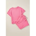 thumbnail image 6 of Strawberry Pink Textured Loose Fit T Shirt and Drawstring Pants Set, 6 of 11
