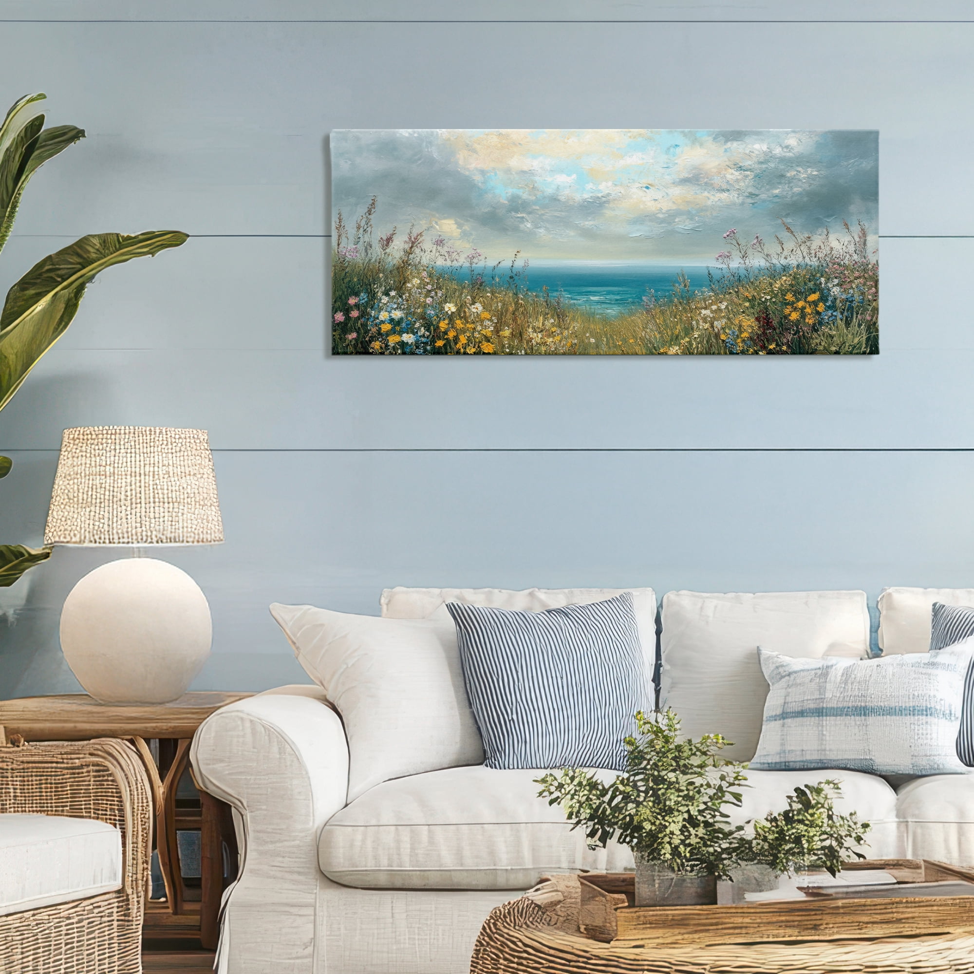Stupell Industries Scenic Coastal Flowers In Bloom Canvas Wall Art, design by Petal Prints Design