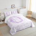 thumbnail image 3 of jejeloiu Personalized Gifts Bowtie Bedding Comforter Set,Letter O Twin Comforter Sets,Purple White Bow Bowknot Bedding Set,Lightweight Room Decoration Reversible,2pcs, 3 of 8
