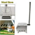 thumbnail image 4 of 31 x 20 x 63 inch Outdoor Wood Stove with Chimney Pipe, Stainless Steel Camping & Wild Survival Cooking Heating Stove, 4 of 10