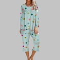thumbnail image 2 of BLVB Womens Pajama Sets Casual Crewneck Long Sleeve Tops and Capri Pants 2 Piece Lounge Outfits Sleepwear Pjs, 2 of 5