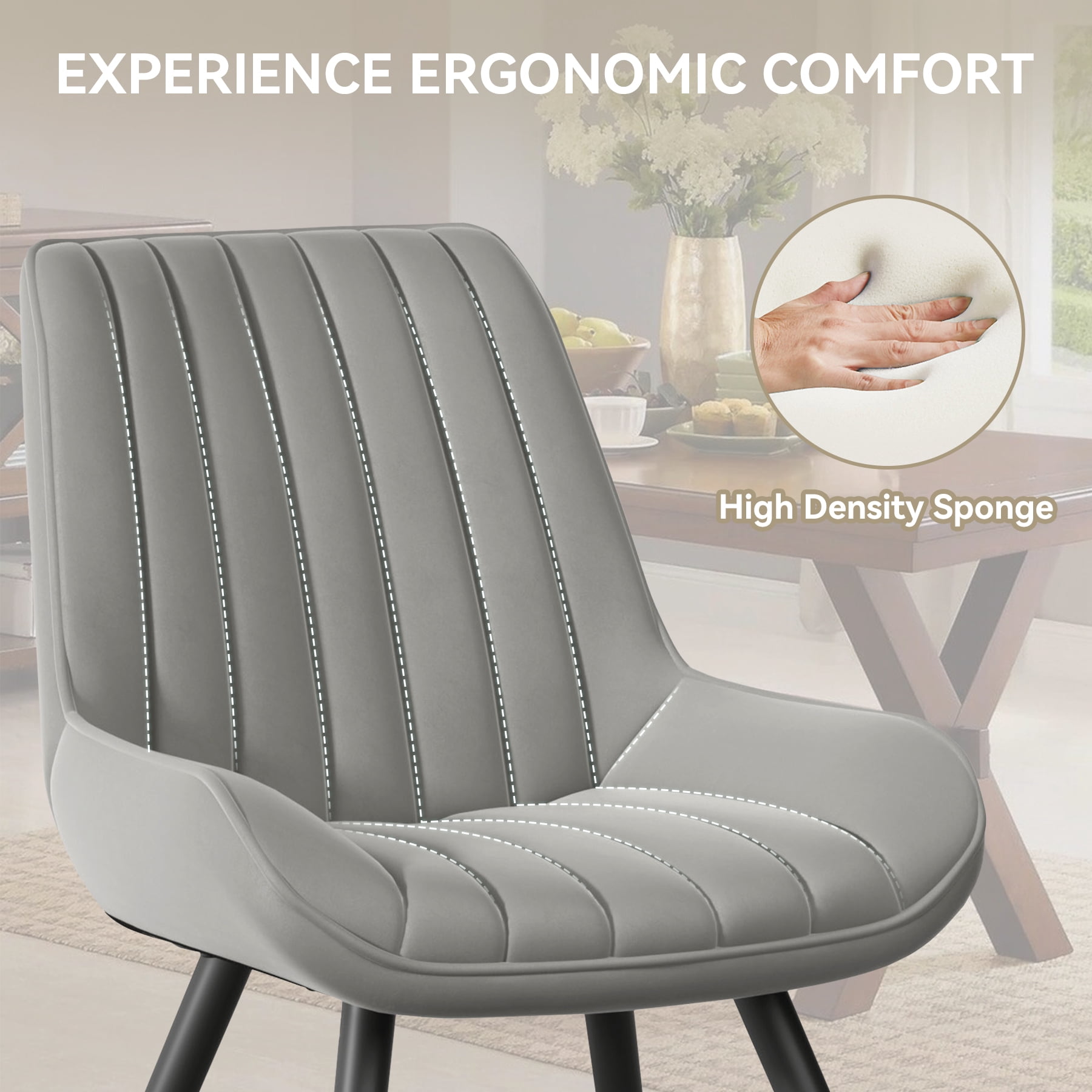 MOONMISS Modern Upholstered Dining Chairs Set of 4 with Thick Cushion,Sturdy Metal Legs,Side Chairs for Kitchen,Living Room