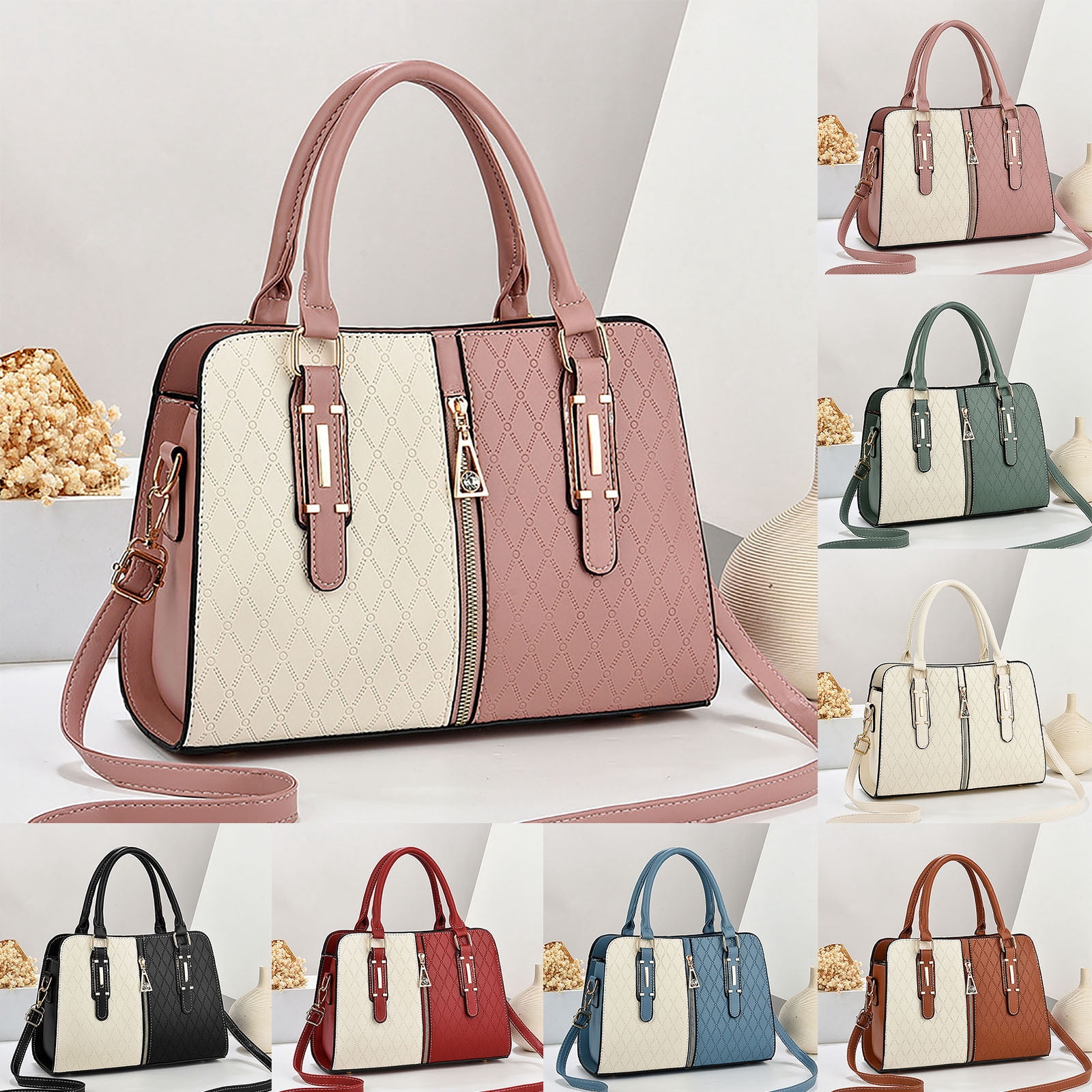 Women's Top Handle Handbags Classic Leather Satchel Purses for Women Ladies Work Tote Crossbody Shoulder Bag