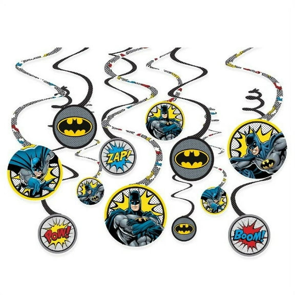 Batman 'Heroes Unite' Paper Hanging Swirl Decorations (12ct)