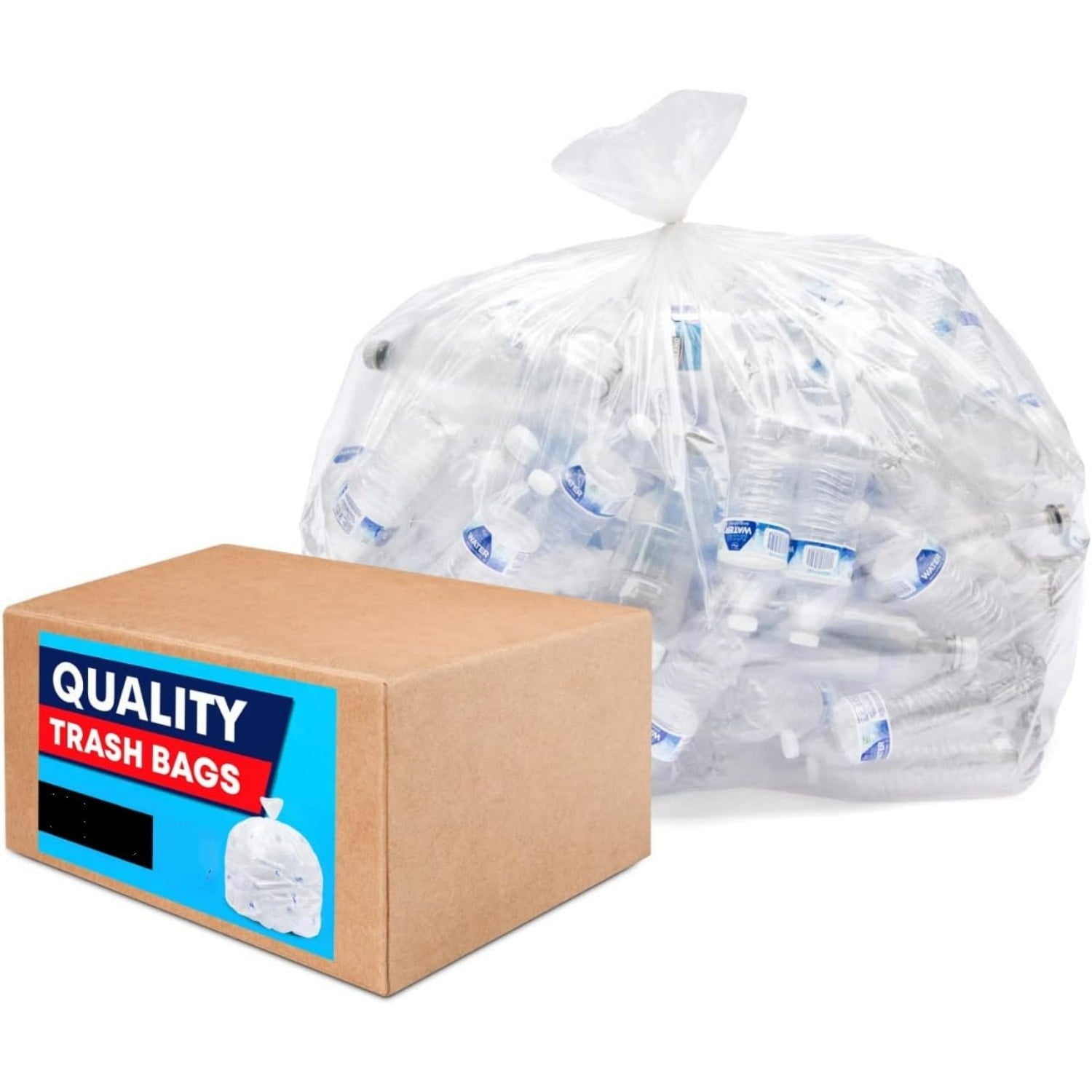 55 Gallon Clear Trash Bags, Large Clear Plastic Recycling Garbage Bags
