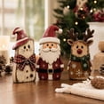 thumbnail image 4 of 3-Piece Christmas Wooden Figurines Set - Vintage Santa Snowman Reindeer Desktop Ornaments - Distressed Wood Holiday Mantel Shelf Decor, Indoor Xmas Home Party Gift, 4 of 7