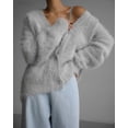 thumbnail image 1 of Suéter de punto tipo visón, cárdigan de otoño e invierno, holgado, de manga larga, con cuello en V, para mujer, 1 of 6