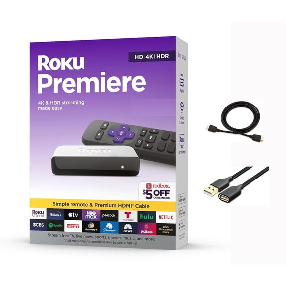 Streaming Media Player Roku 3920RW-SW Premiere 4K HDR Wi-Fi