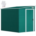 thumbnail image 1 of Outsunny Abri de Rangement Extérieur Adossé 5 x 7 Pi avec Base, Vert, 1 of 10