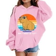 thumbnail image 3 of SonxaHe Big Girls' Hooded Sweatshirts Cartoon Capybara Oversized Pocket Hoodies Kids Comfy Fall Winter Hoodies Pink,Sized 10-11, 3 of 3