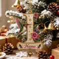 thumbnail image 2 of Clearance! Personalized Letter Christmas Tree Ornament, Hummingbird Floral Custom Name Hanging Pendant, Customized Alphabet Christmas Decorations Indoor, Holiday Wreath & Gift Tag Decor, I, 2 of 7