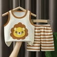 thumbnail image 2 of Baby Boy Clothes Toddler Summer Dinosaur Outfit Sleeveless T-Shirt Tee Tank Tops Joggers Casual Elastic Shorts 2Pcs Set Short Sets Dailywear Set (3-4 Years,Brown) Boys Summer Top+Shorts Set, 2 of 9