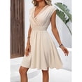thumbnail image 4 of Women's vacation dress with lace cutout V-neck and floral A-line skirt, 4 of 6