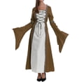 thumbnail image 2 of WILLBEST Pantalon de Robe pour Femmes avec Poches Robe Rétro Couleur Unie Manches Trompette Longue Robe Vintage Robe Gothique pour Femmes, 2 of 5
