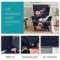 thumbnail image 3 of Stretch Blue Floral Wingback Chair Cover for Armchair Sofa, 3 of 5