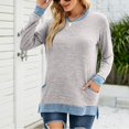 thumbnail image 7 of Sweatshirts for Women Round Neck Solid Color Long Sleeve Pullover Tops with Pocket, 7 of 7
