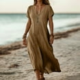 thumbnail image 2 of OSOLU Solid Color Linen Dresses For Women Flowy V-Neck Short Sleeve Maxi Dress Lightweight Summer Beach Vacation Dresses Fashionable Sundress Dresses For Women 2025 Elegant Classy, 2 of 6