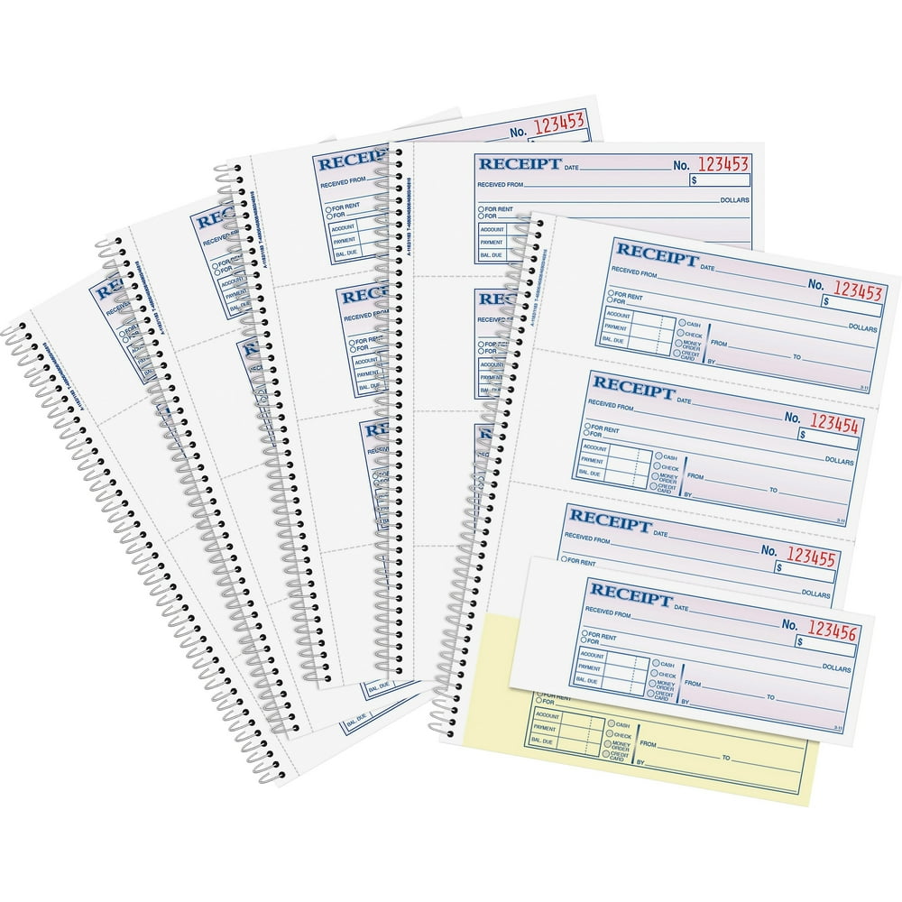 Adams, ABFSC1182PK, Spiral 2part Money/Rent Receipt Book, 5 / Pack