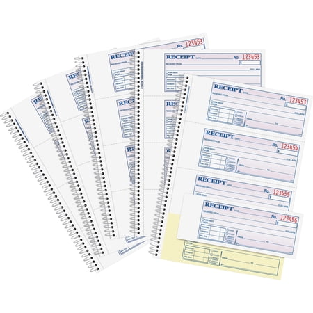 Adams, ABFSC1182PK, Spiral 2-part Money/Rent Receipt Book, 5 / Pack, White,Canary
