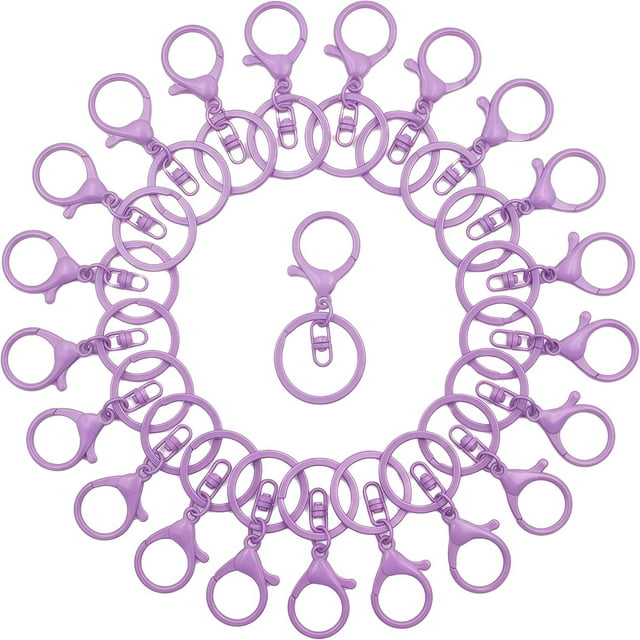 Lobster Claw Clasps for Keychains 24Pcs Metal Large Lobster Claw Clasps Flat Split Key Chain Rings Bag Charm Clip Keychain Clip Hooks for DIY Key Chain Supplies Accessories.,Purple