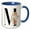Blue/White, variant on 3drose, Pretty Tropical Leaf Monogram Initial M, 11oz Two-tone Yellow Mug
