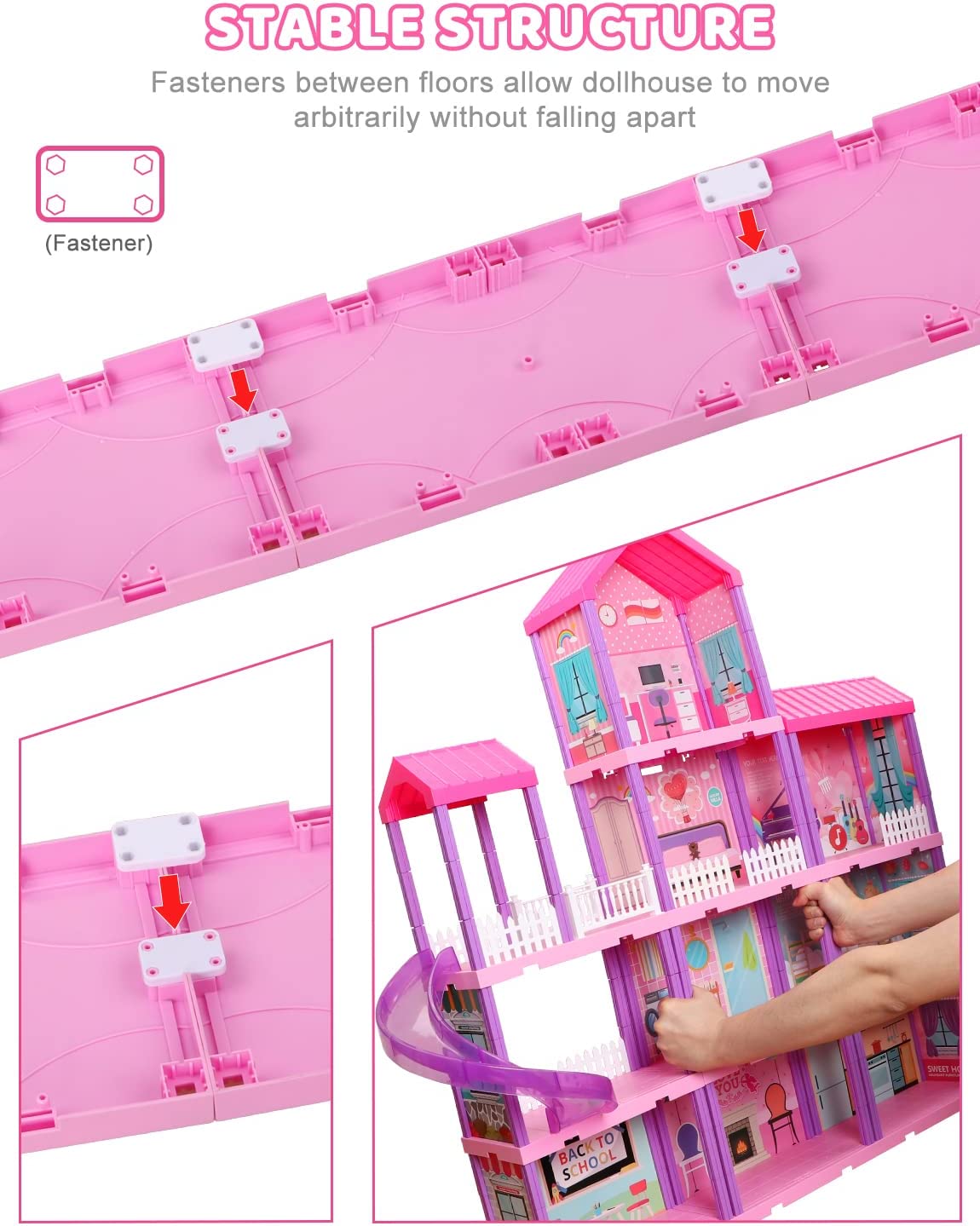 Carsky 36-Inch Dollhouse Playset, 11 Rooms with Lights photo 5