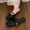 thumbnail image 2 of Women’s Square Toe Mules, Slip On Backless Low Block Heel Dress Shoes, Comfortable Closed Toe Mules for Office Wedding Party, 36, 2 of 4