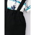 thumbnail image 3 of OLLUISNEO Infant Baby Boys Shorts Set Summer Short Sleeve Button down Top Suspender Shorts Hawaiian Baby Boys Clothes 12-18 Months, 3 of 6