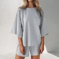 thumbnail image 2 of GILIGEGE 2 Piece Sets for Women Womens Sets Two Piece Set Summer Outfits 2 Piece Pajama 3/4 Sleeve Oversized Tshirts Elastic Waist Short Summer Lounge Sets Grey Xxl, 2 of 9