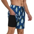 thumbnail image 3 of Picia Beautiful King Penguin Pattern pattern Mens Swim Trunks with Compression Liner Stretch Beach Shorts Quick Dry with Zipper Pockets No-Chafing Board Shorts-Small, 3 of 9