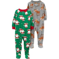 Child of Mine by Carter's Christmas Microfleece Footed Blanket Sleeper, 2-pack (Baby Boys & Toddler Boys)